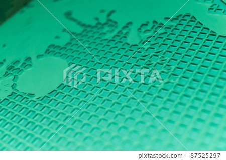 Polymer flexographic printing plate. Clean flexo form for printing machine. Selective focus 87525297