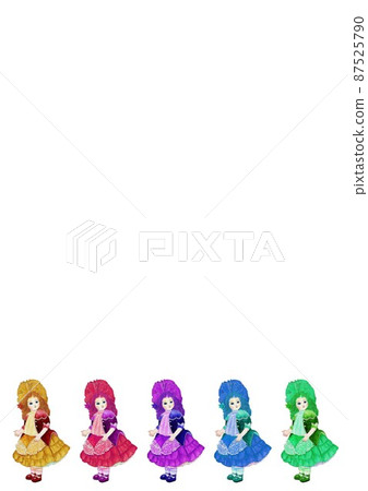 Watercolor antique doll frame white 87525790