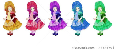 Watercolor painting antique doll white Watercolor painting antique doll white 87525791