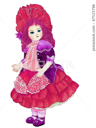 Watercolor painting antique doll white Watercolor painting antique doll white 87525796