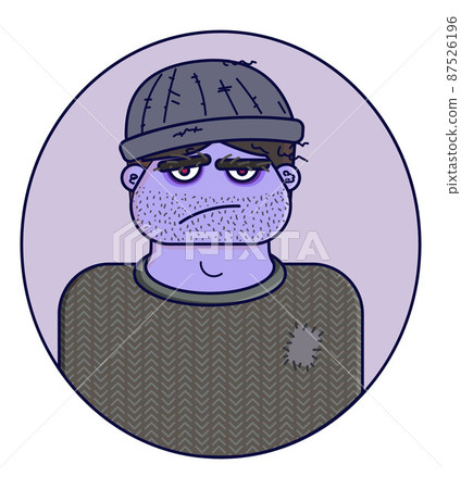 Zombie facial expressions. Emotions vector flat illustration of cute man 87526196