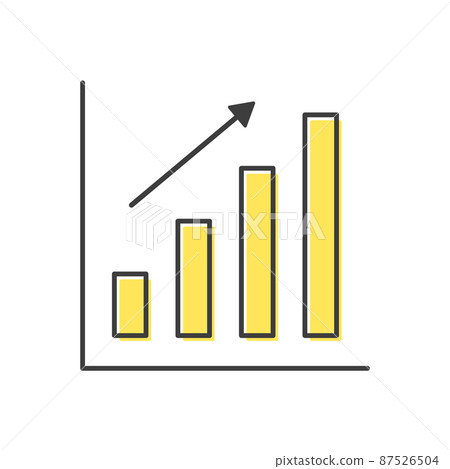 Arrows rising to the right and yellow bar graph-Image material of increasing / rising / strong performance Arrows rising to the right and yellow bar graph-Image material of increasing / rising / strong performance 87526504