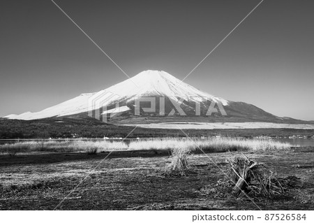 從山中湖單色看冬天的富士山 87526584