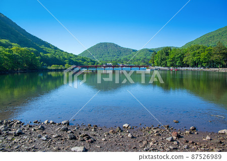 Akagi Onuma Lakeside Woodpecker Bridge towards Akagi Shrine Early summer scenery 87526989