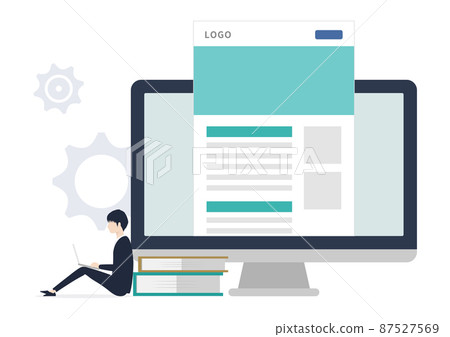 Illustration material of office worker earning from side business blog 87527569