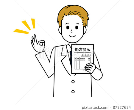 Illustration of a pharmacist who came to a lab coat and a medical worker Illustration of a pharmacist who came to a lab coat and a medical worker 87527654