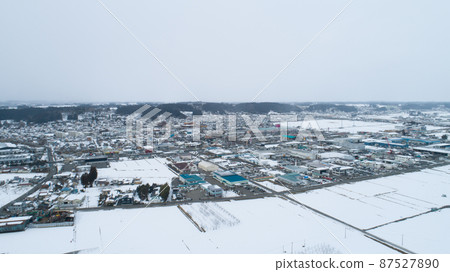 《Iwate Prefecture》 Winter cityscape of Maesawaku, Oshu City 《Iwate Prefecture》 Winter cityscape of Maesawaku, Oshu City 87527890