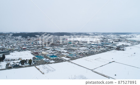 《Iwate Prefecture》 Winter cityscape of Maesawaku, Oshu City 《Iwate Prefecture》 Winter cityscape of Maesawaku, Oshu City 87527891