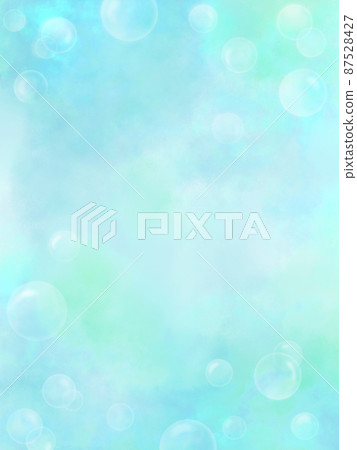 美麗的肥皂泡水彩背景圖(藍色) 美麗的肥皂泡水彩背景圖(藍色) 87528427