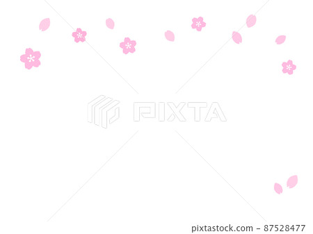 櫻花花瓣的可愛背景――手繪可愛的春天慶祝材料――A4比例 87528477