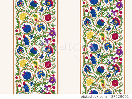 Fantasy flowers in retro, vintage, embroidery style. Fantasy flowers in retro, vintage, embroidery style. 87529001