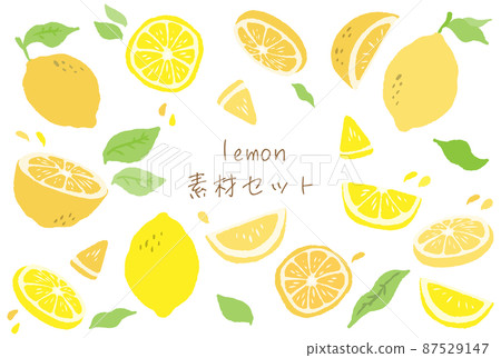 Cute hand drawn lemon illustration material set 87529147