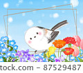 Long-tailed Tit Snow Fairies Flowers (Nemophila, Violets, Poppies, Carnations, Tulips) 87529487