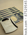 1000 yen bill and money clip placed on the desk 3 87529545