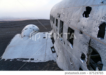 Iceland Scandinavian island country DC-3 wreckage Iceland Scandinavian island country DC-3 wreckage 87529785