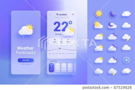 Mobile weather app interface design 87529826