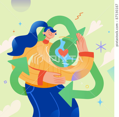 Flay style Earth day poster 87530187