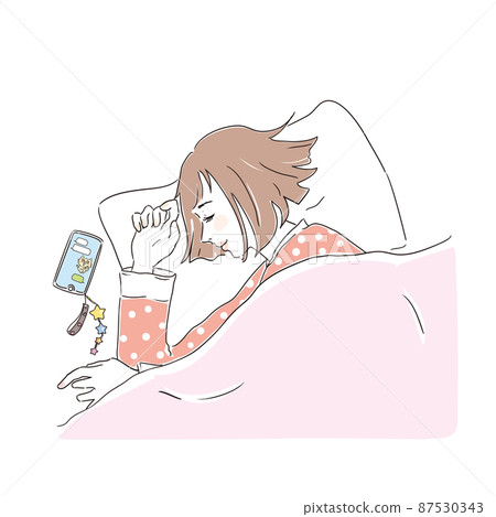 睡在床上的年輕女人 睡在床上的年輕女人 87530343