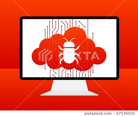 Virus cloud. Searching virus. Microbe icon. Cyber secure 87530450