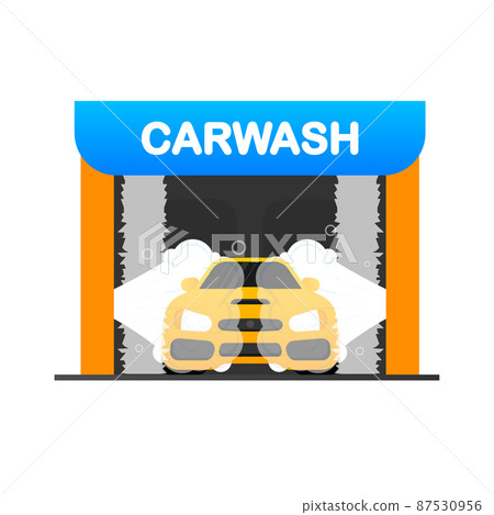 Abstract infographic with carwash flat illustration. High pressure washer. Vector banner Abstract infographic with carwash flat illustration. High pressure washer. Vector banner 87530956