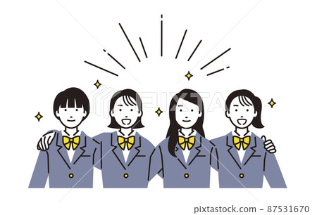 High school girls with shoulders crossed 87531670