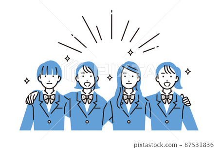 High school girls with shoulders crossed High school girls with shoulders crossed 87531836