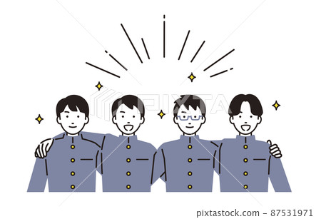 Junior high school boys crossing their shoulders 87531971