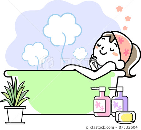 年輕女子在浴缸裡放鬆 年輕女子在浴缸裡放鬆 87532604