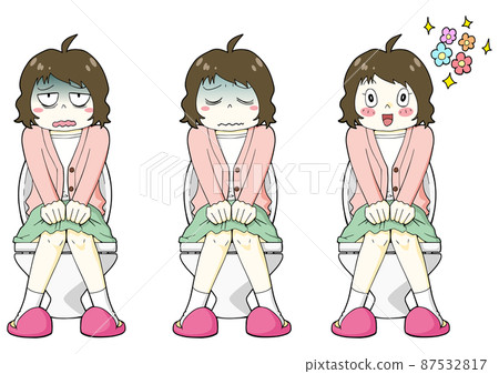 便秘、腹瀉、腹痛和大便愉快的婦女的插圖 87532817