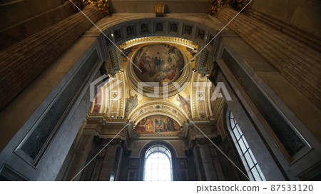 Saint Petersburg, Russia - October 24, 2021: Detail of interior of Saint Isaac's Cathedral or Isaakievskiy Sobor. It is the biggest christian orthodox church in the world 87533120