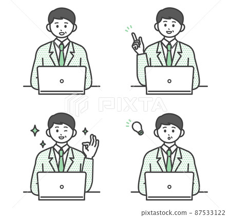 Illustration material for male employees to operate a personal computer Illustration material for male employees to operate a personal computer 87533122