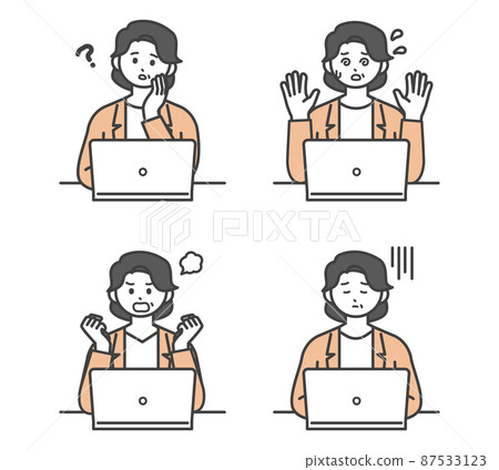 Illustration material for female employees to operate a personal computer Illustration material for female employees to operate a personal computer 87533123