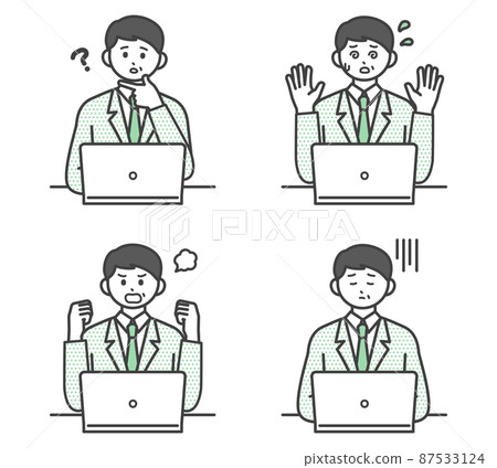 Illustration material for male employees to operate a personal computer Illustration material for male employees to operate a personal computer 87533124