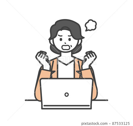 Illustration material for female employees to operate a personal computer Illustration material for female employees to operate a personal computer 87533125