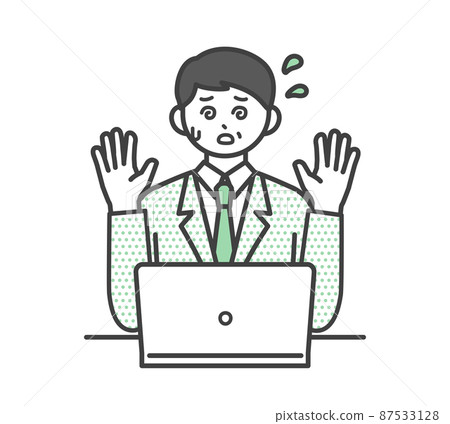 男性員工操作個人電腦的插圖素材 87533128