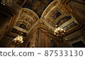 Saint Petersburg, Russia - October 24, 2021: Detail of interior of Saint Isaac's Cathedral or Isaakievskiy Sobor. Fragment of the interior painting of the ceilings. 87533130