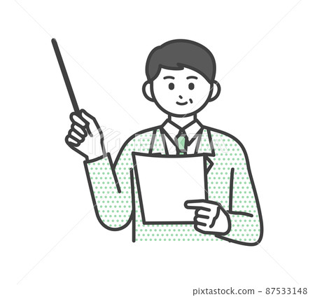 一位商務人士用指針解釋的插圖素材 一位商務人士用指針解釋的插圖素材 87533148