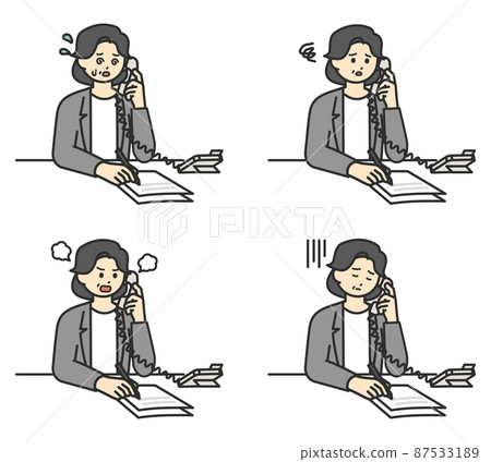 Illustration material of a business person who responds to the phone Illustration material of a business person who responds to the phone 87533189