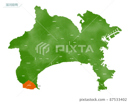 Watercolor-style map Yugawara Town, Kanagawa... - Stock Illustration ...