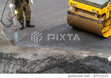 Road pavement Propane burner Road roller Pavement roller Road pavement Propane burner Road roller Pavement roller 87533543