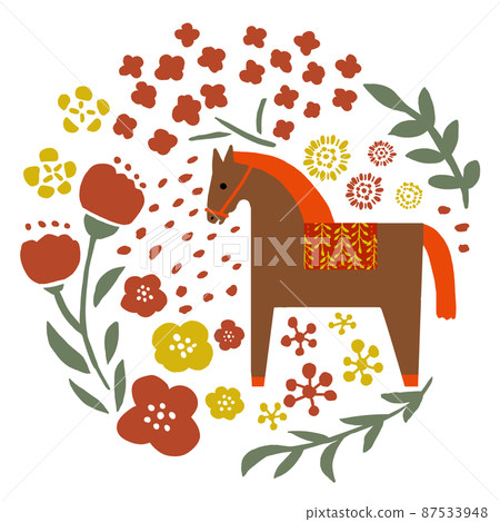 Horses and flowers Horses and flowers 87533948