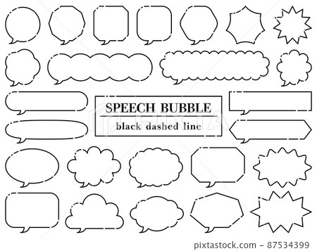 Illustration of a set of 25 dashed line balloons 87534399