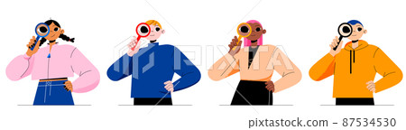 People with magnifying glasses, SEO, info research 87534530