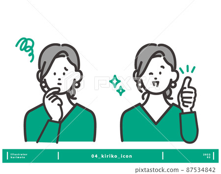 Female icon image vector material with worried facial expressions and smiling facial expressions Female icon image vector material with worried facial expressions and smiling facial expressions 87534842