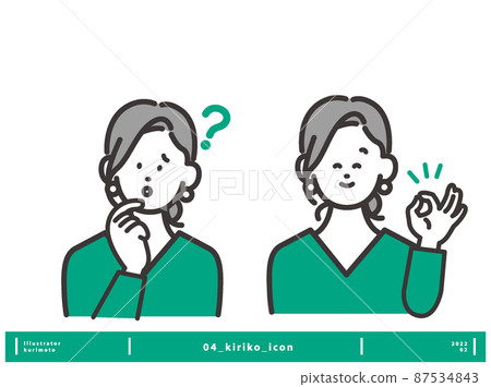 帶有擔憂表情和微笑表情的女性圖標圖像矢量素材 帶有擔憂表情和微笑表情的女性圖標圖像矢量素材 87534843