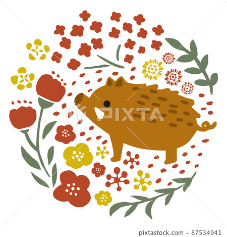 Wild boar and flowers 87534941