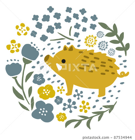Wild boar and flowers 87534944