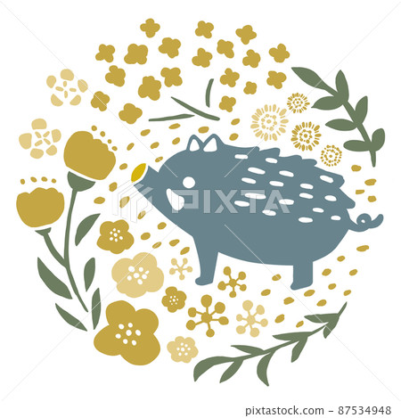 Wild boar and flowers 87534948