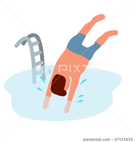 Man dives in water. Swimming in pool. Summer sports and recreation Man dives in water. Swimming in pool. Summer sports and recreation 87535658