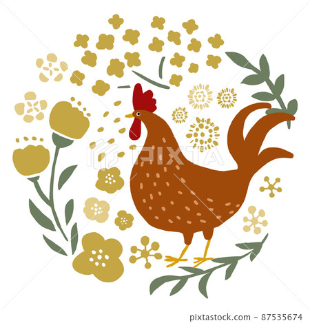 Chickens and flowers Chickens and flowers 87535674